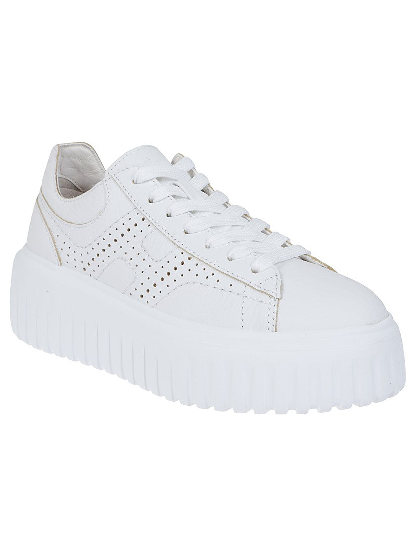 Hogan H645 Leather Sneakers With Platform Sole