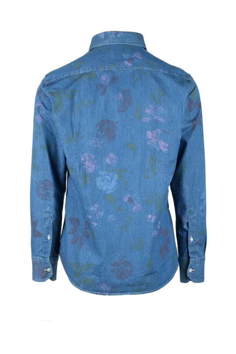 Mariano Napoli Blue Floral Cotton Shirt