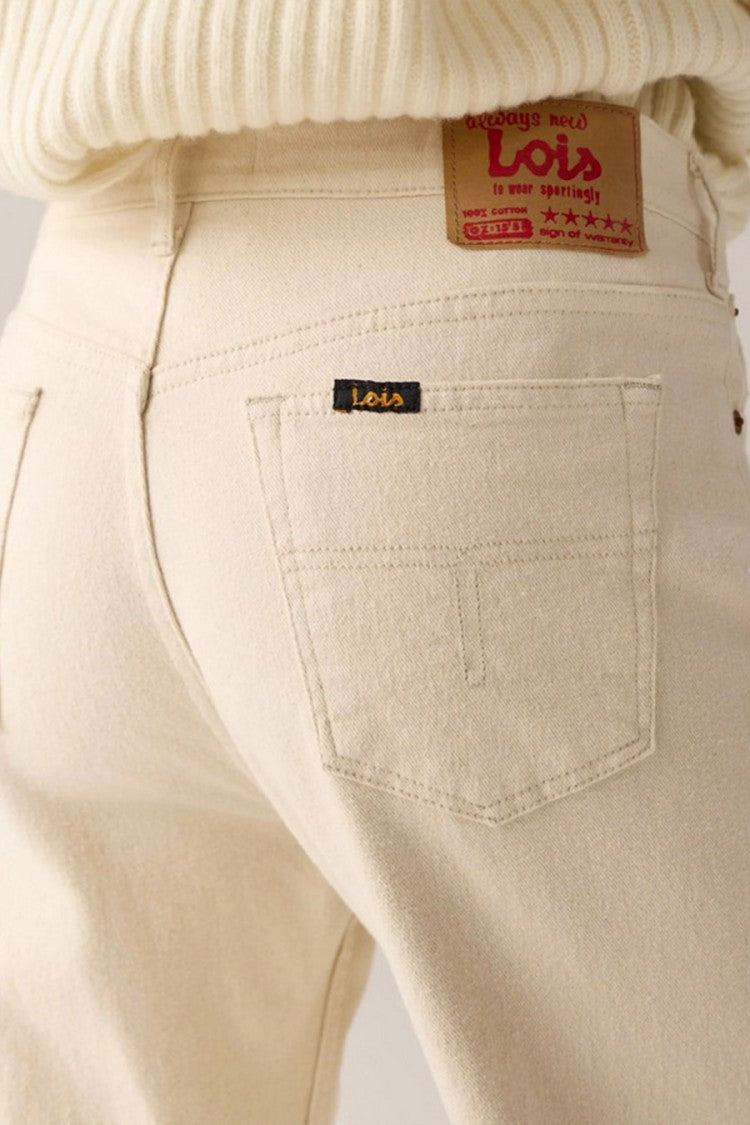 Lois Cream High-Rise Wide-Leg Cotton Jeans