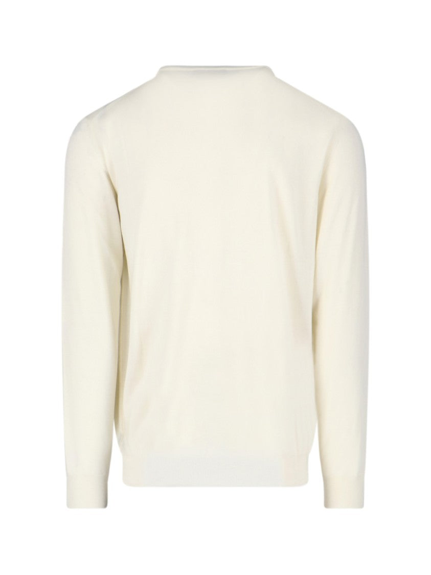 Zanone Minimalist White Sweater With Classic Crew Neckline