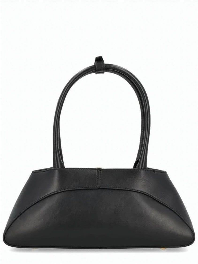 Marine Serre Crescent-Shaped Black Cowhide Leather Crossbody Bag