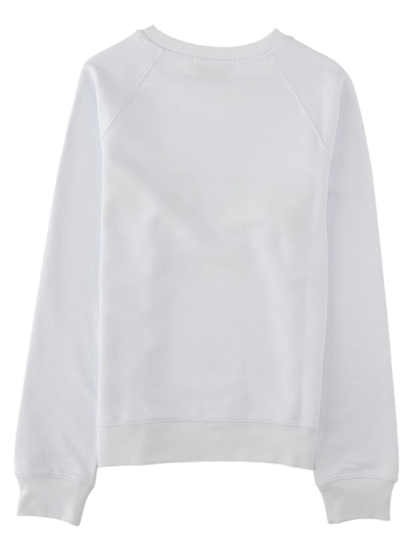 Msgm White Crew Neck Graphic Cotton Sweatshirt