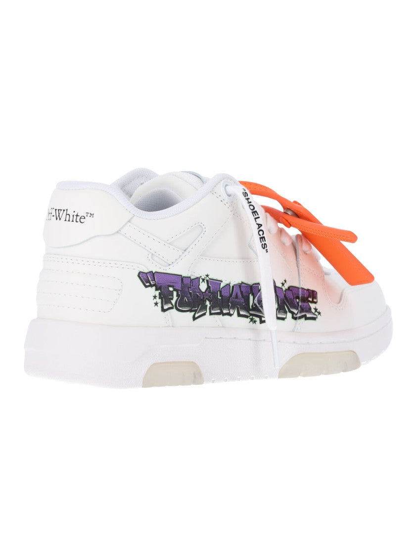 Off-White White Calf Leather Sneakers With Graffiti Accents