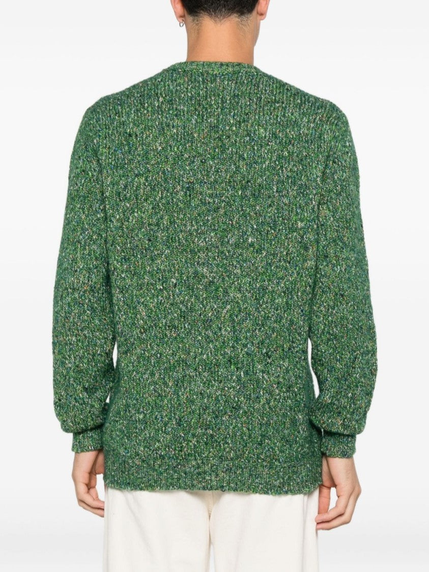 Scaglione Textured Knit Sweater In Rich Green Marled Pattern