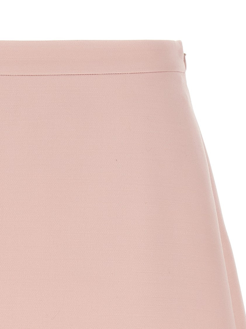 Valentino Garavani Solid Crepe Couture Mini Skirt With Feather Boa Trim