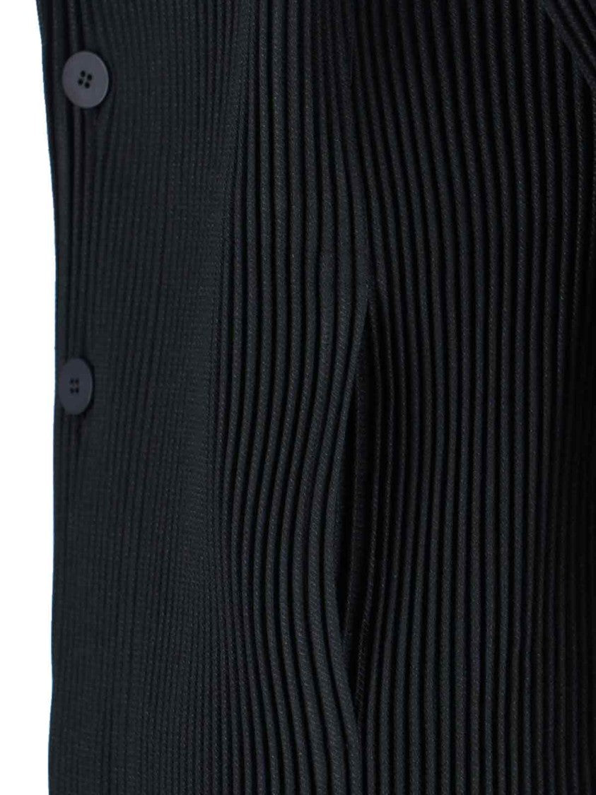 Homme Plissé Issey Miyake Minimalist Black Jacket With Cut