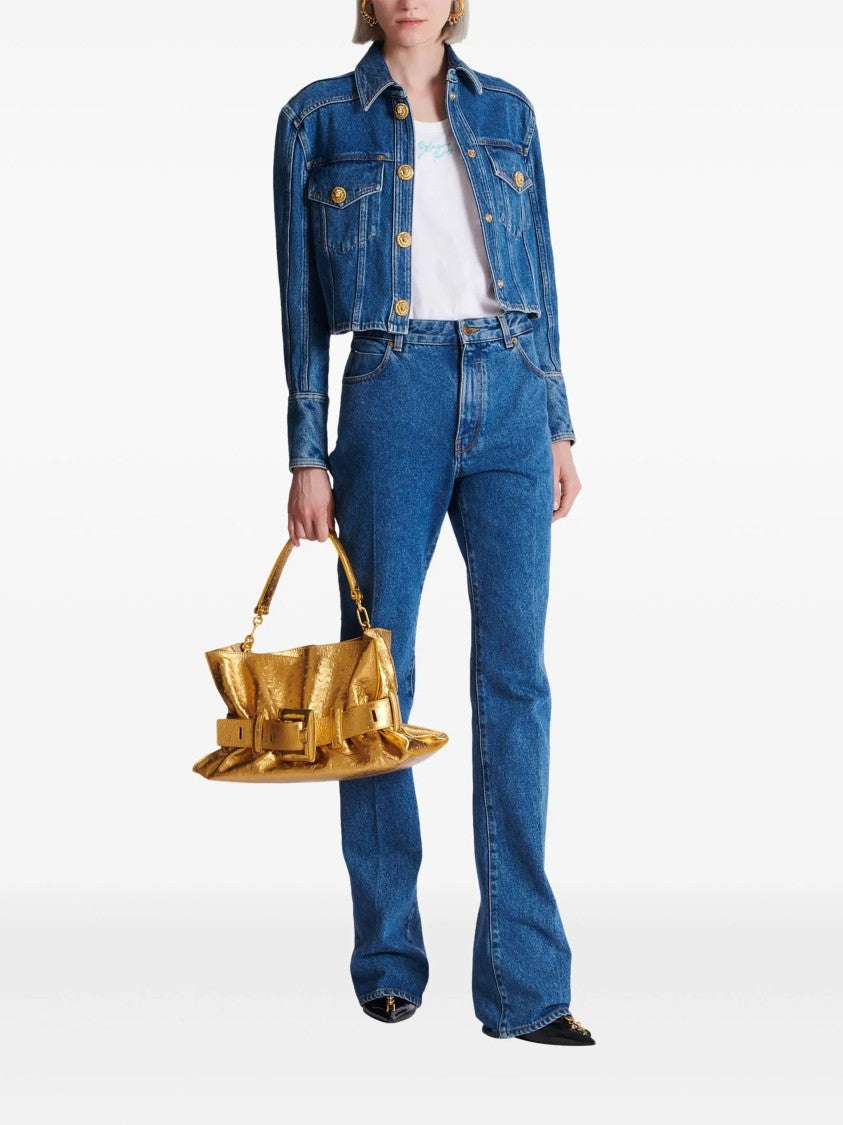 Balmain Mid-Blue High-Waisted Straight Denim Jeans