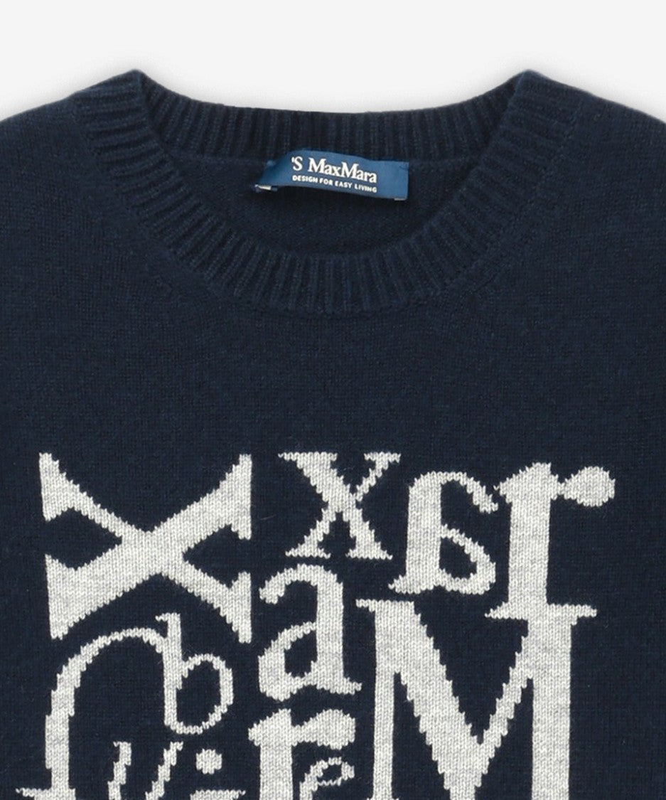 Max Mara Short-Sleeved Knit Sweater With Abstract Letter Design