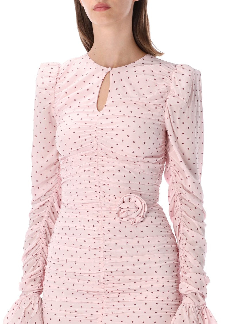 Rotate Mini Ruched Ruffled Hem Mini Dress