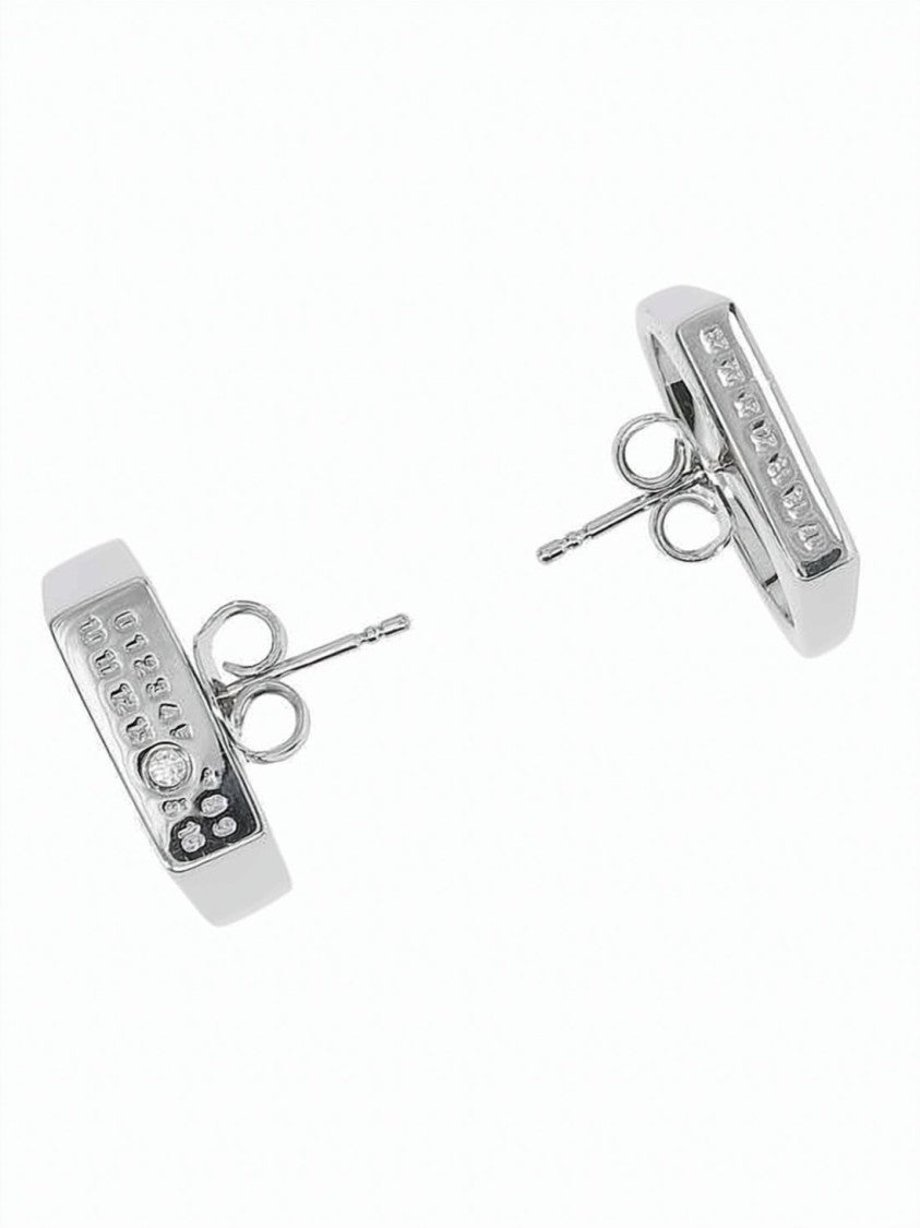 Mm6 By Maison Margiela Geometric Silver-Tone Brass Earrings With Polished Finish