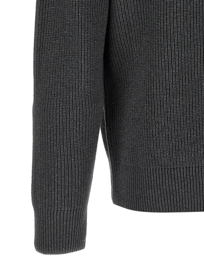 J. W. Anderson Grey Chunky Knit High Collar Sweater