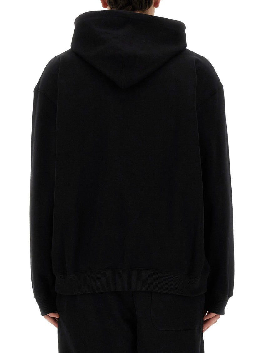 Msgm Black Logo Sweatshirt With Kangaroo Pocket
