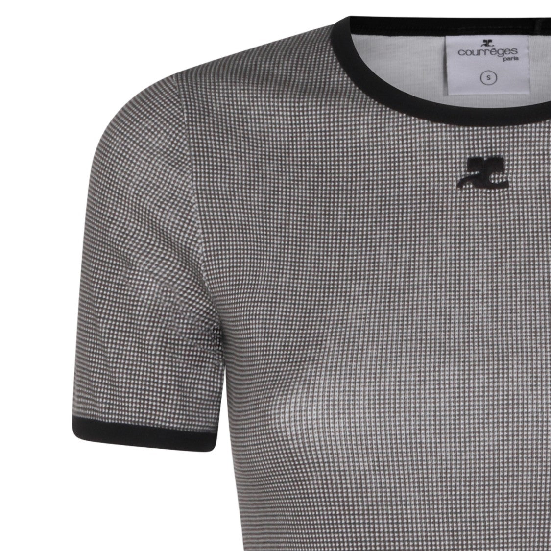 Courrèges Fitted Micro-Check Short-Sleeve Top