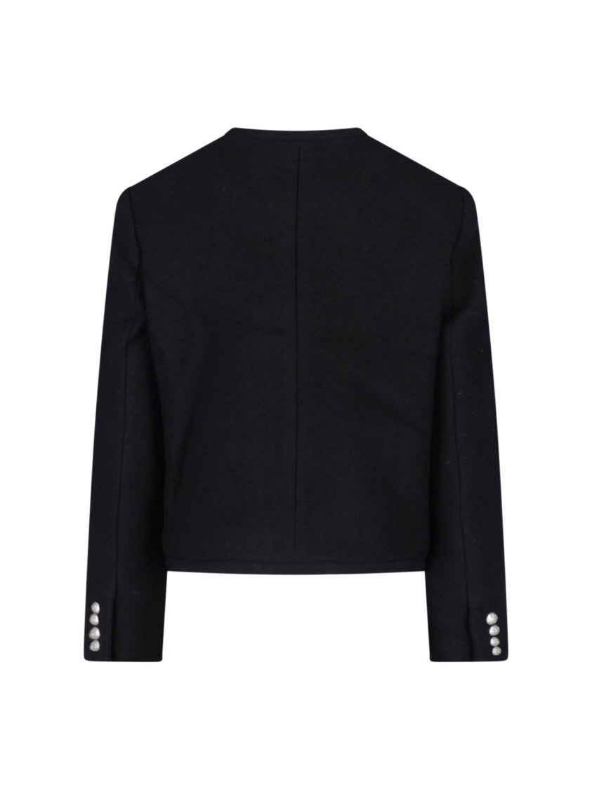 Dunst Black Round-Neck Ornamental-Button Wool Jacket