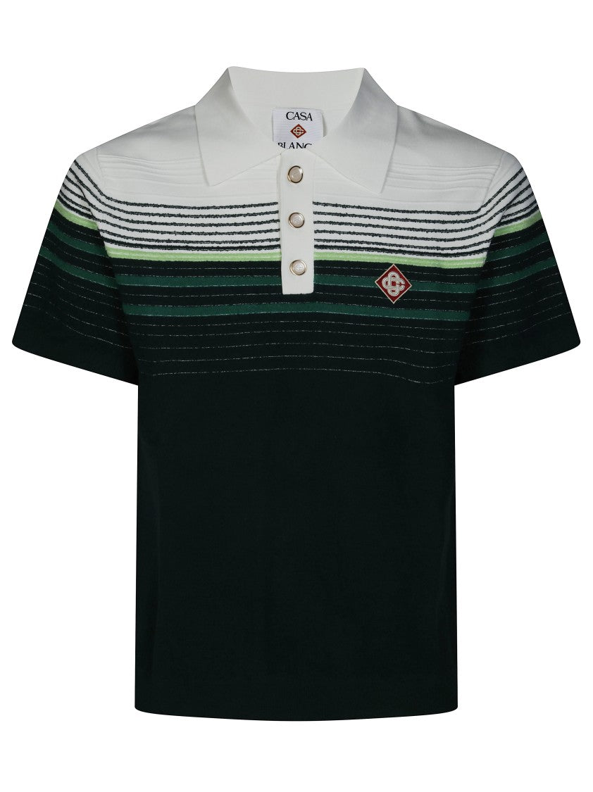 Casablanca Striped Cropped Polo Shirt