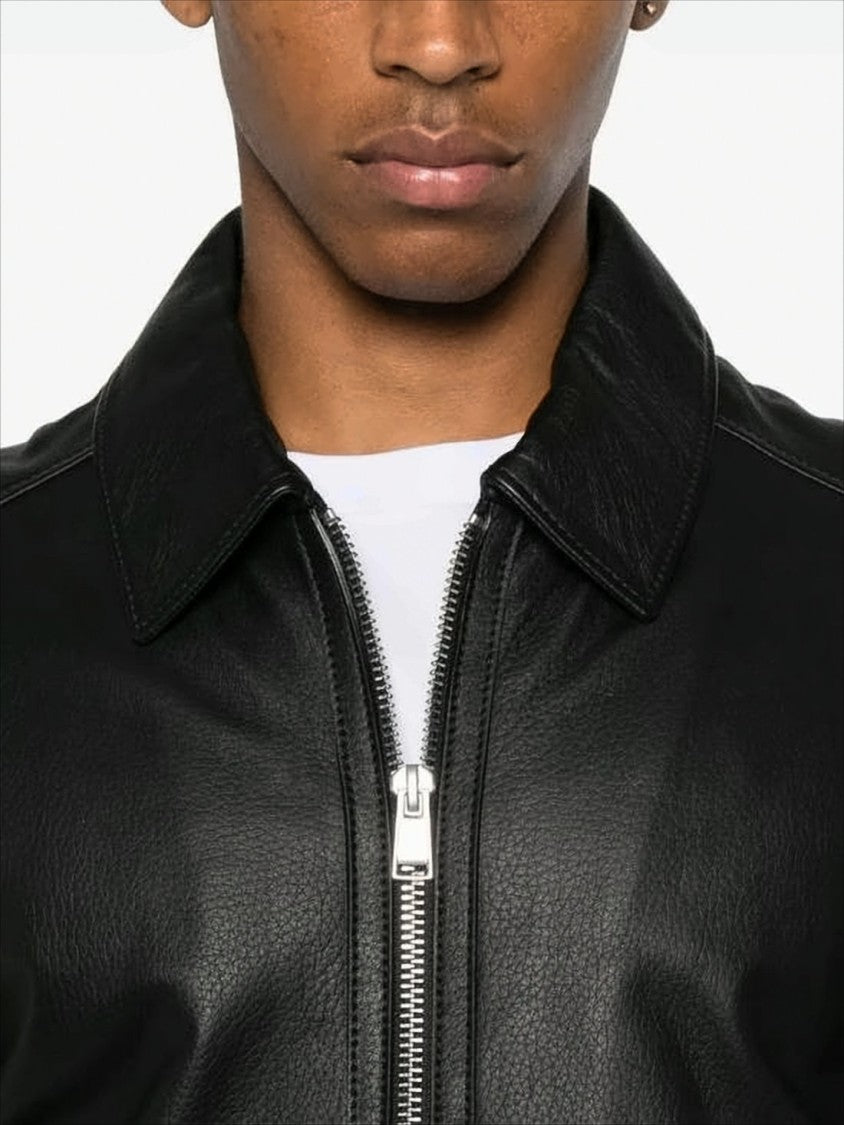 Hugo Boss Lambskin Leather Jacket With Classic Collar