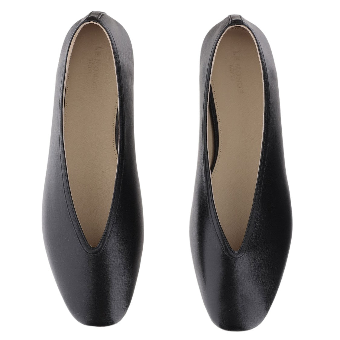 Le Monde Béryl Tapered Toe Leather Flats With Smooth Upper And Rubber Sole