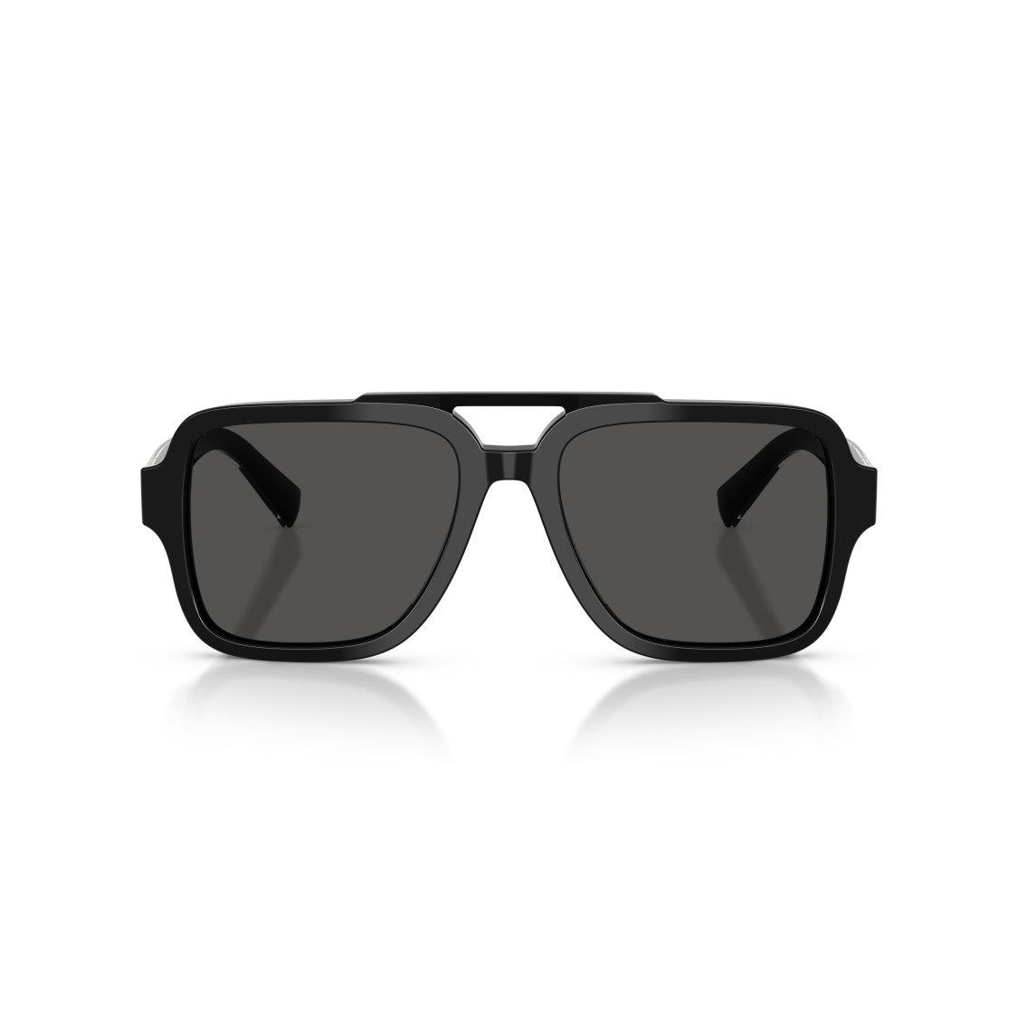 Dolce & Gabbana Square Black Acetate Sunglasses With Gold Accents