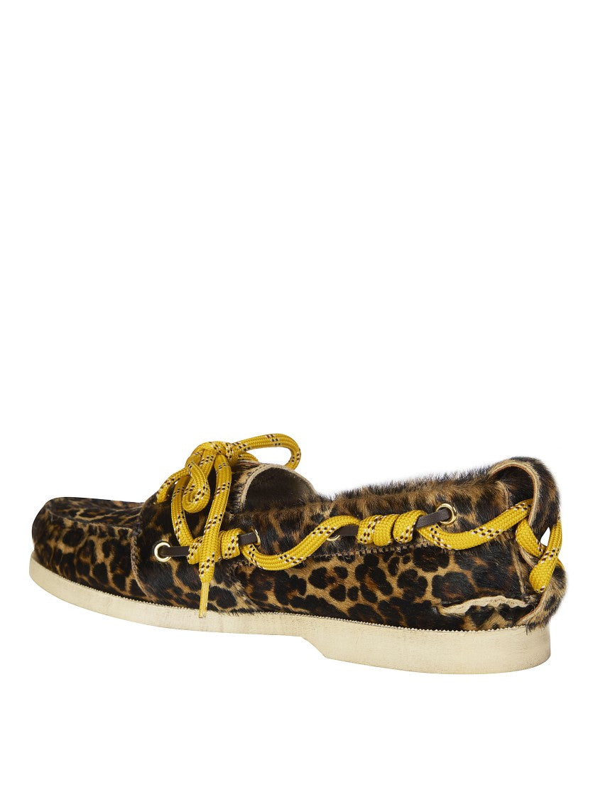 Golden Goose Leopard Print Textured Moccasins