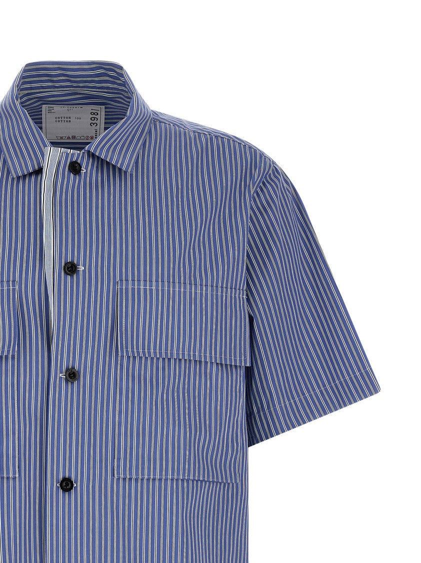 Sacai Vertical Striped Cotton Poplin Shirt