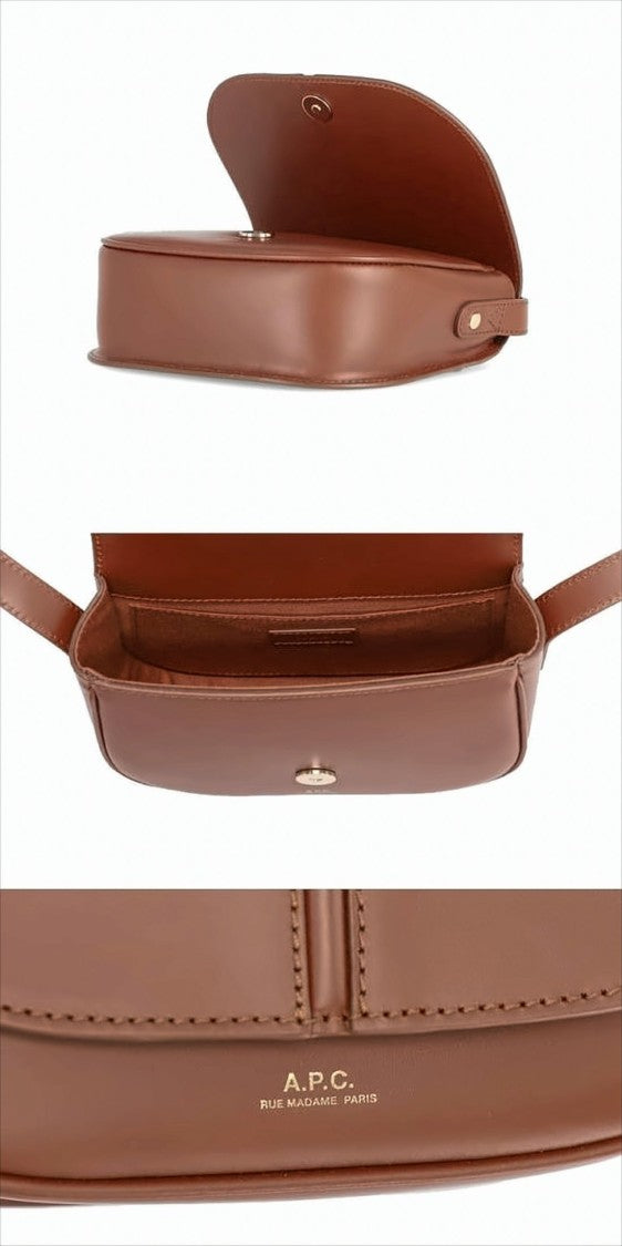 A.P.C. Smooth Structured Shoulder Bag With Rounded Flap Closure