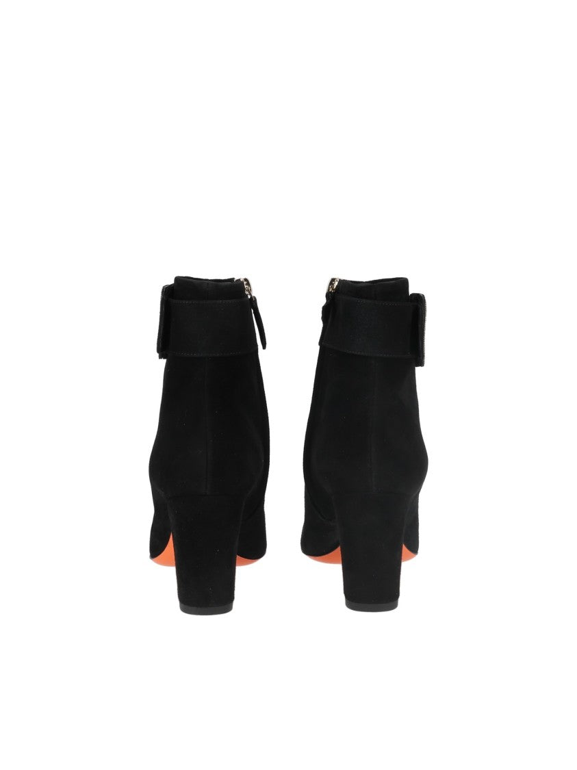 Santoni Newmarta Metallic Buckle Soft Suede Ankle Boots