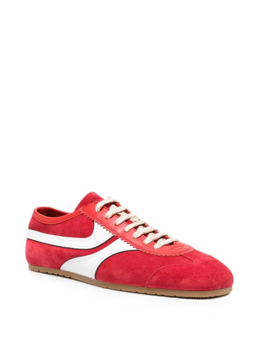 Dries Van Noten Red Suede Sneakers With White Leather Accents