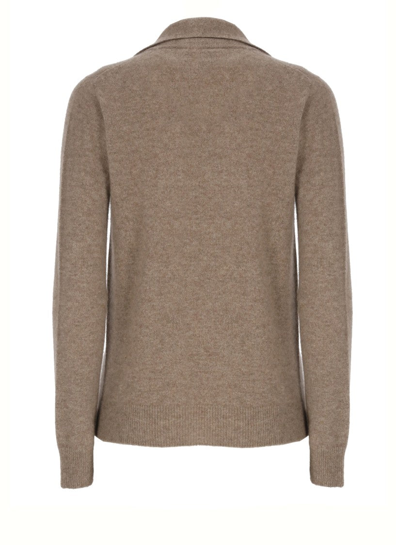 Vanisé V-Neck Cashmere Sweater With Ribbed Trims