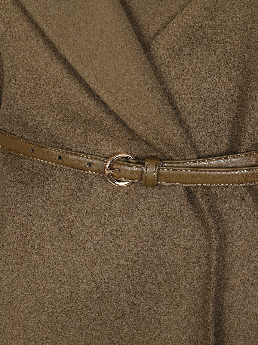 Max Mara Wrap-Style Coat With Wide Shawl Collar And Textured Fabric