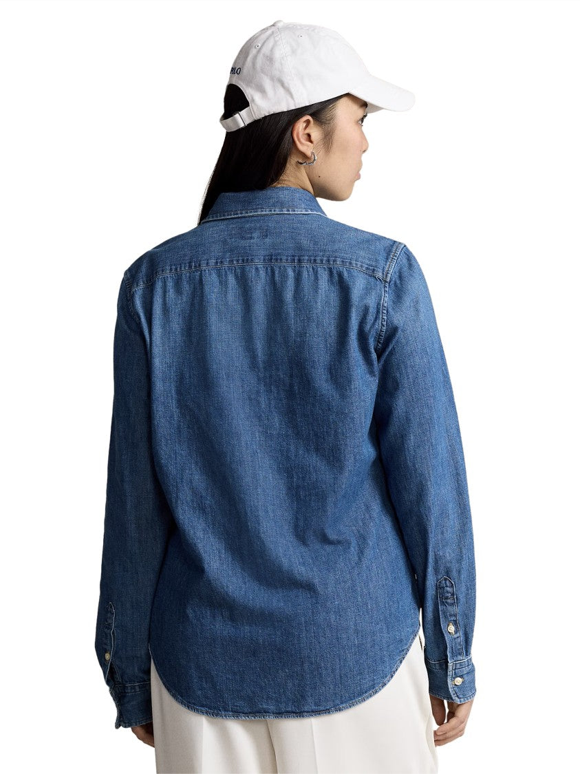 Polo Ralph Lauren Button-Front Denim Shirt With Tailored Fit And Embroidered Logo