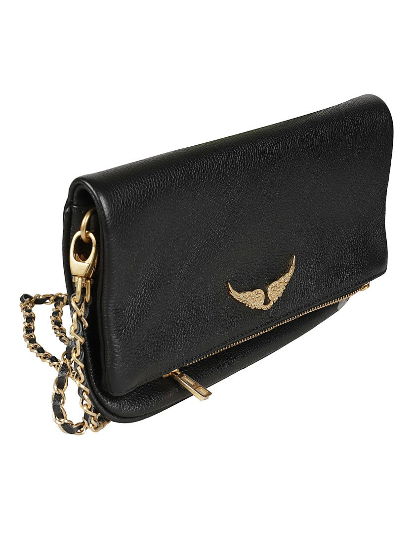 Zadig & Voltaire Rock Pebbled Leather Gold Accent Shoulder Bag