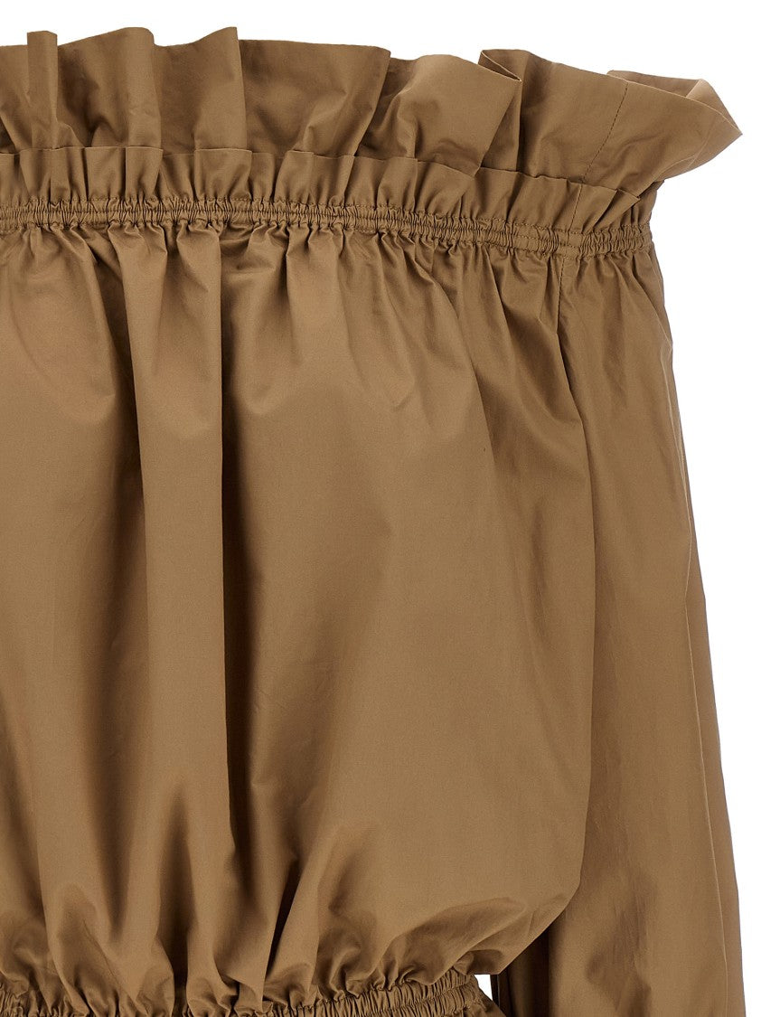 Saint Laurent Off-The-Shoulder Cotton Mini Dress