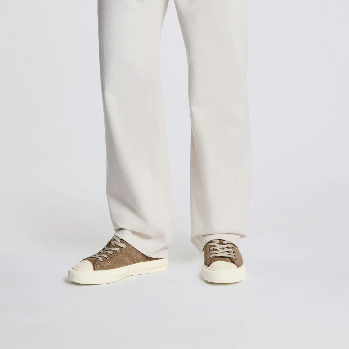 Hogan H691 Allacciato H Cuciture Sneakers In Beige