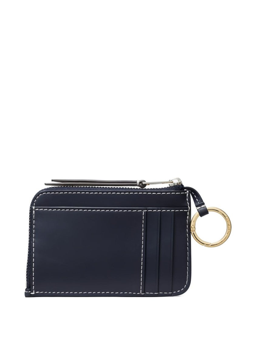 Tory Burch Navy Blue Cardholder With Zip Fastening