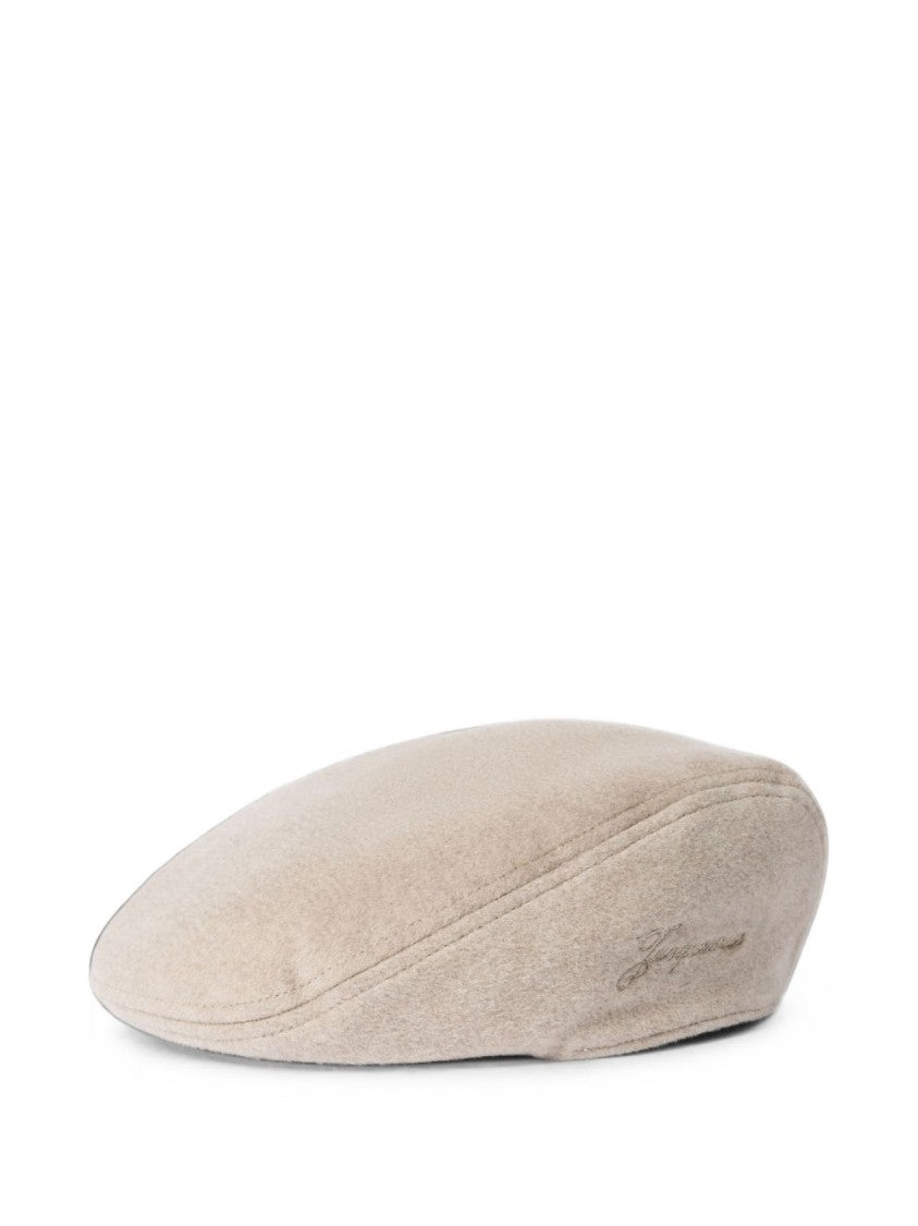 Jacquemus Beret-Style Hat With Smooth Texture And Signature Embroidery