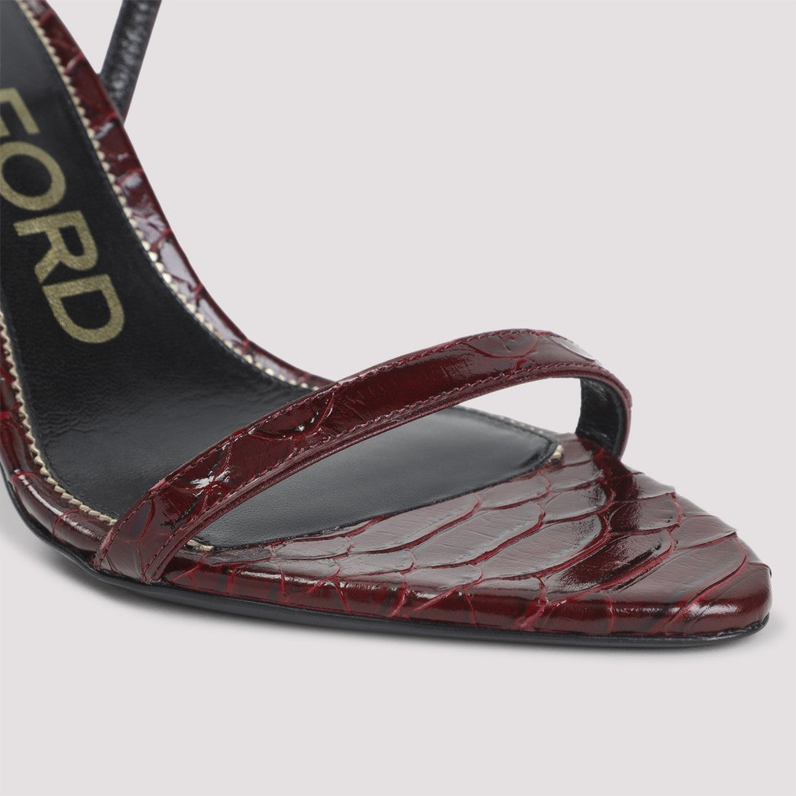 Tom Ford Semi Shiny Printed Python Red Calf Leather Sandals