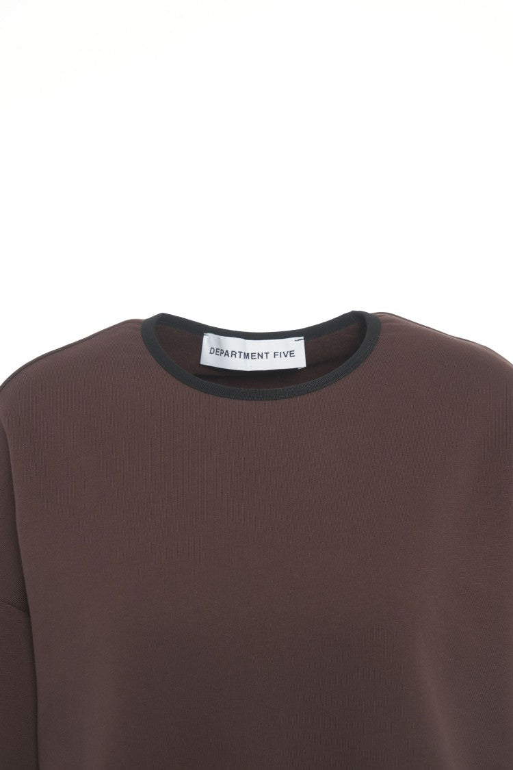 Department Five Brown Oversized Sweatshirt With Classic Round Neckline And Elastic Cuffs