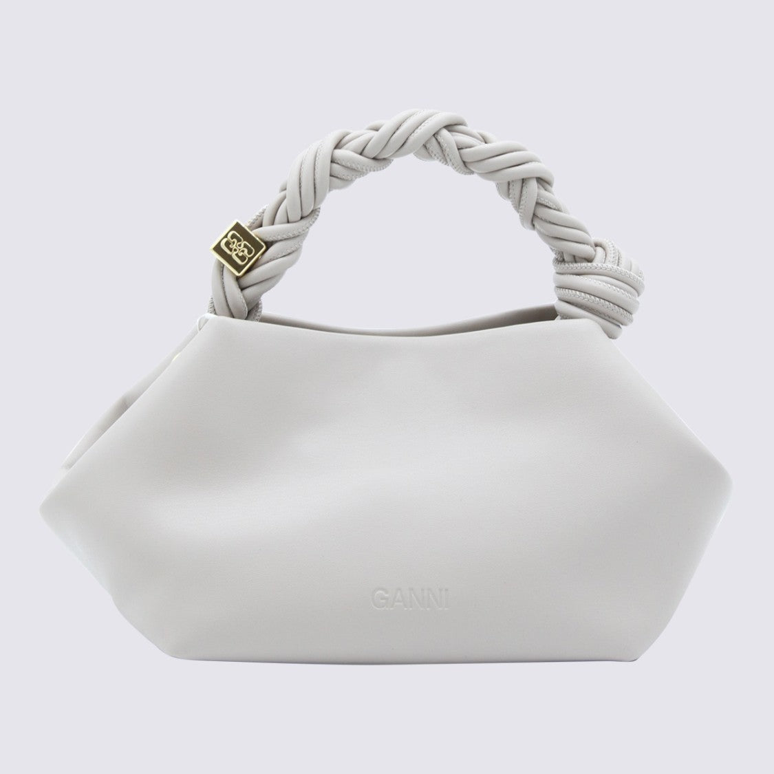 Ganni Geometric White Handbag With Twisted Handle