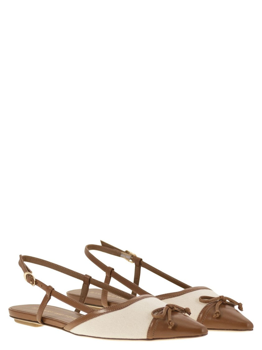 Stuart Weitzman Kitty - Leather And Linen Slingback
