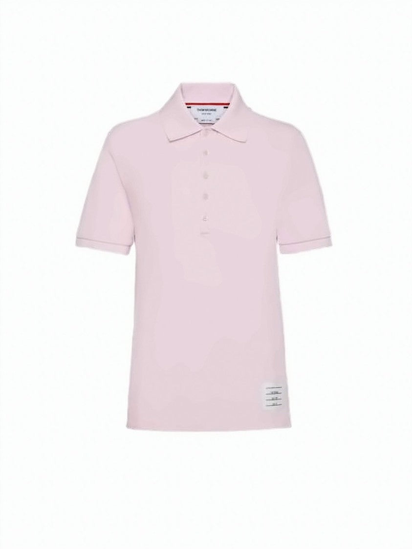 Thom Browne Classic Collar Pink Polo Shirt With Button Placket
