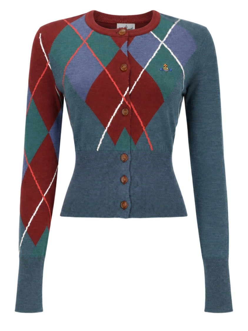 Vivienne Westwood Argyle Pattern Fitted Sweater With Button-Down Front
