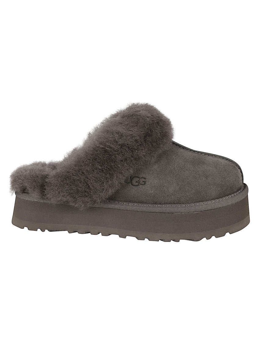 Ugg Suede Sandals With Plush Furry Lining And Rugged Sole