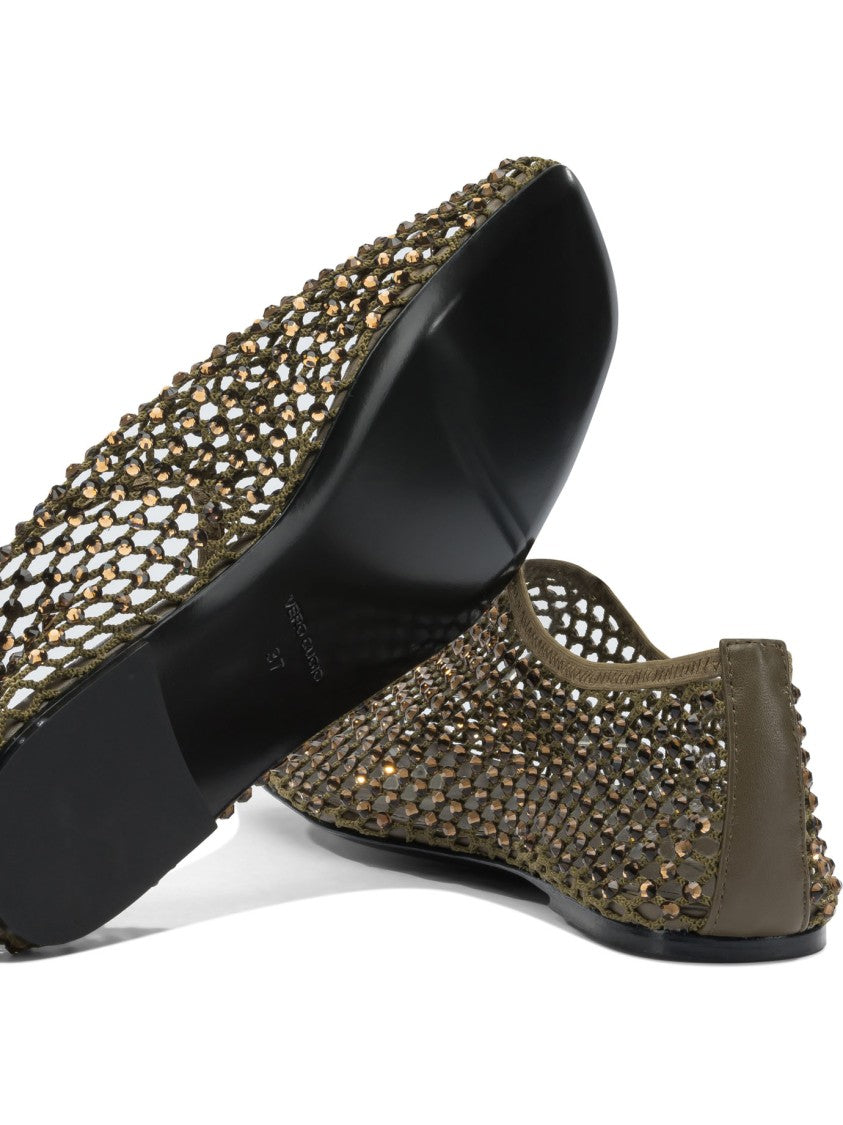 Strategia Lightweight Mesh Ballerinas With Textured Embellishments