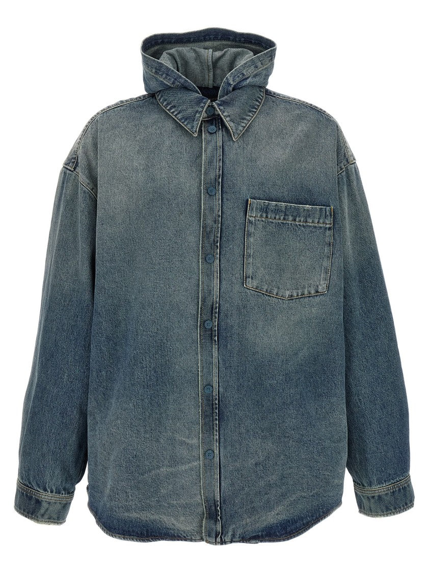 Balenciaga Hooded Oversized Denim Overshirt