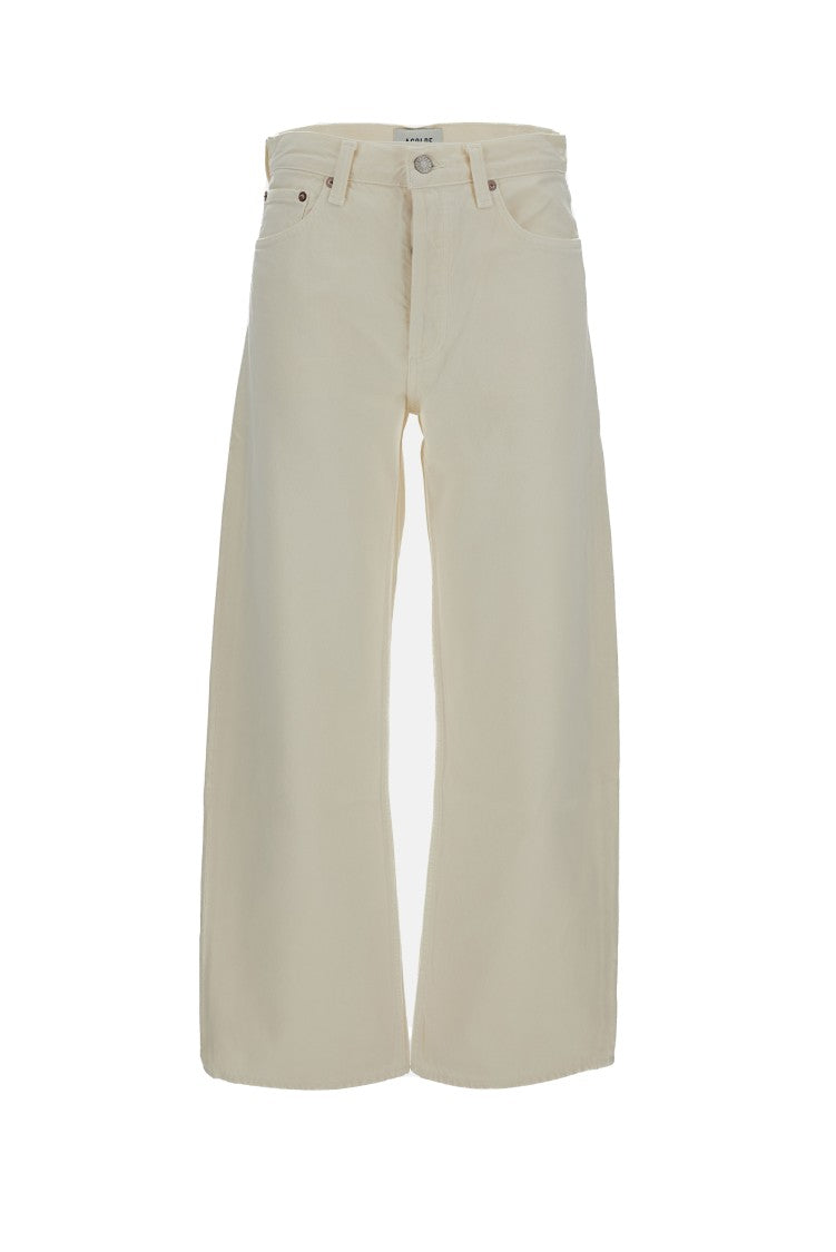 Agolde Cream White Arc Regenerative Cotton Wide-Leg Jeans