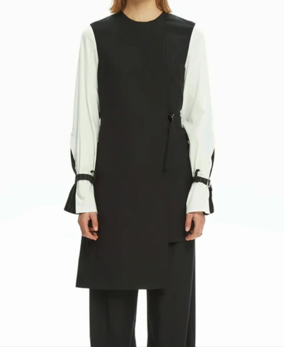 Mlo Asymmetrical Shirt-Sleeves Buckle-Detail Mini Dress