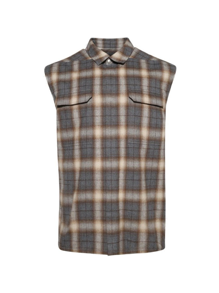 Rick Owens Jumbo Sleeveless Outershirt Grey Plaid