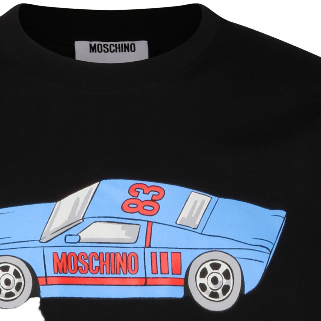 Moschino Short-Sleeve Graphic T-Shirt With Race Car Design