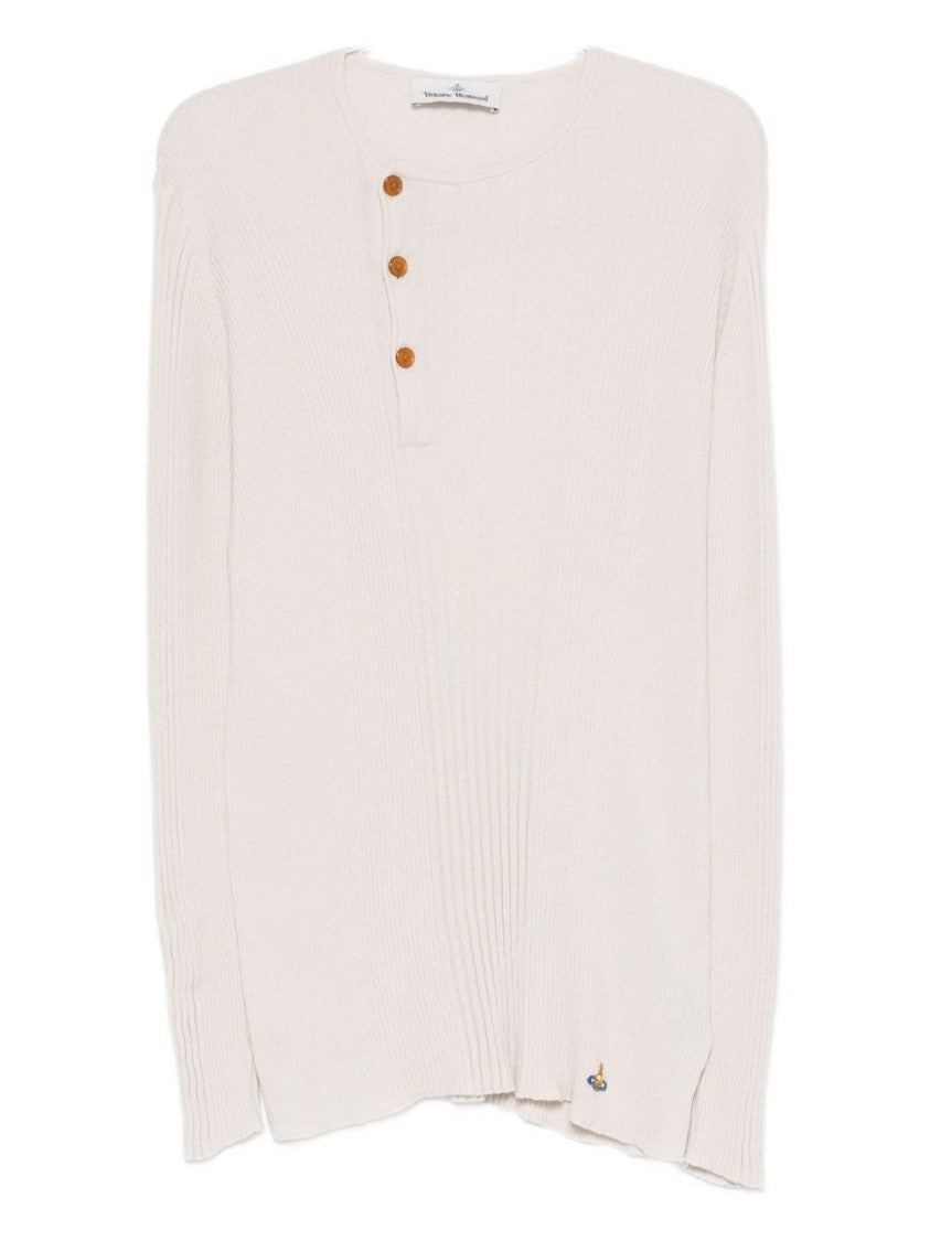 Vivienne Westwood Button Placket Ribbed Sweater With Logo Detail
