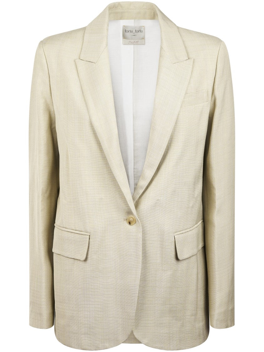 Forte Forte Textured Viscose Hopsack Jacket With Notched Lapels